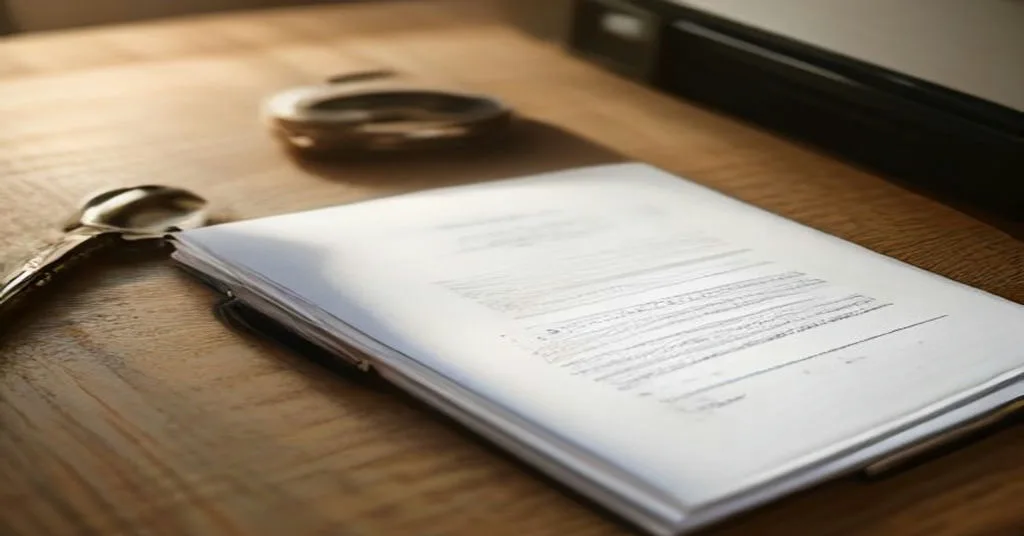 House keys and a closing document on a wooden table